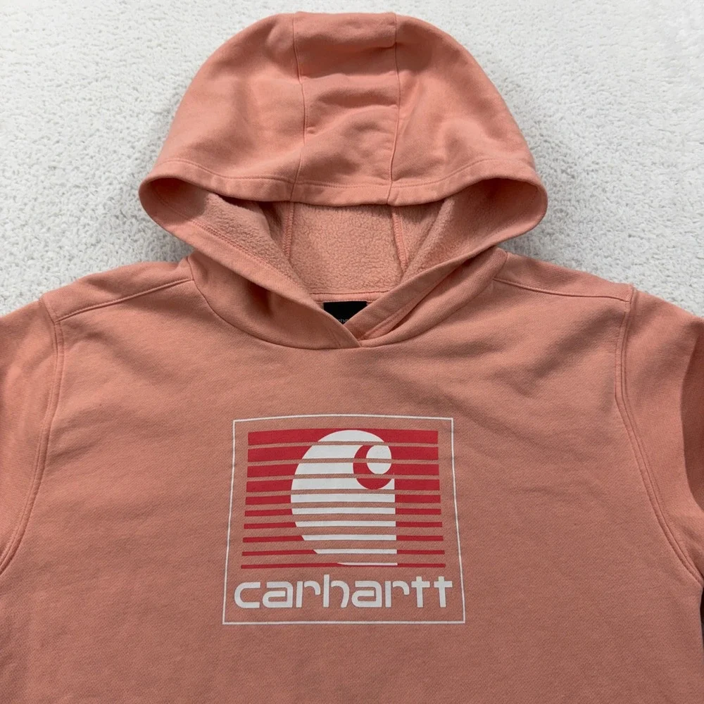 Carhartt Kids XL 14 Peach Pink Graphic Pullover Hoodie TS9985-G Sweatshirt
