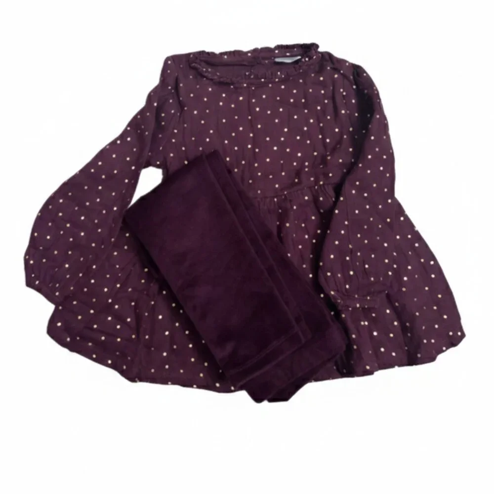 Burgundy Polka Dot set