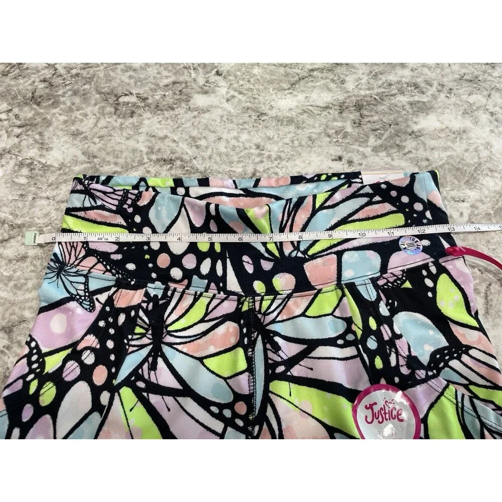 JUSTICE Size 16/18 Butterfly Print Leggings Phone Pockets Ornate Ankle NEW