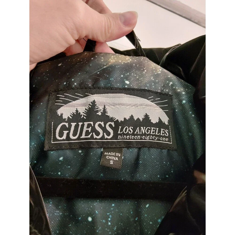 Guess Los Angeles High-Shine Gloss Puffer Convertible To Vest Jacket- Size Small