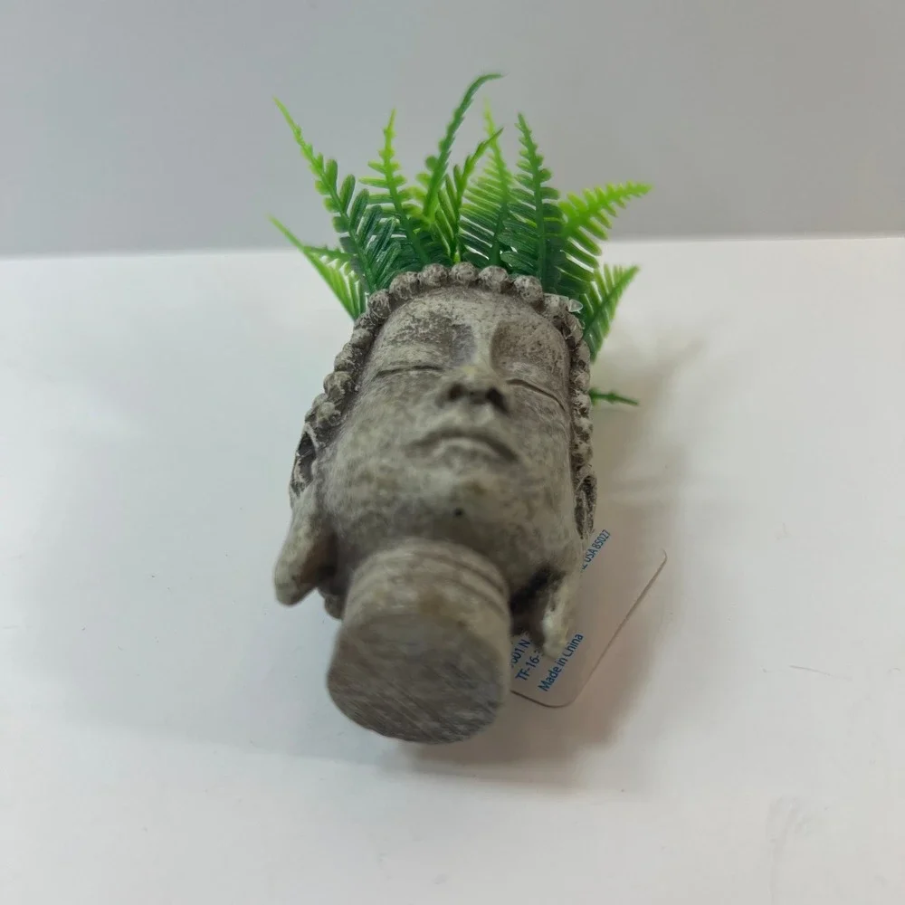 Top Fin Zen Head Ornament S Buddha Aquarium Decoration Artificial Fern 5300953