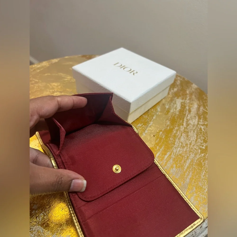 💛EUC💛 Christian Dior Compact Wallet - Gold Vintage Ostrich Embossed