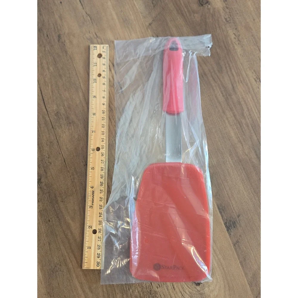 StarPack Red Silicone Spatula Turner Stainless Steel Handle Heat Resistant 12in