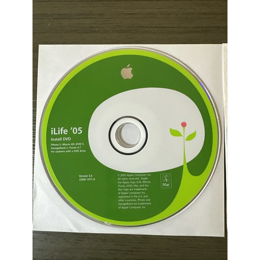 Apple Mac iLife '05 Install DVD + CD: iTunes 4.7 iPhoto 5 iMovie HD GarageBand 2