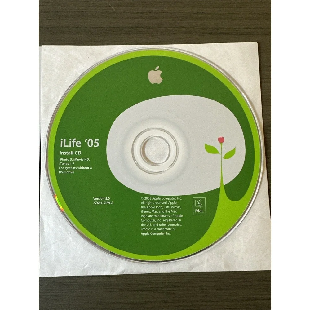 Apple Mac iLife '05 Install DVD + CD: iTunes 4.7 iPhoto 5 iMovie HD GarageBand 2