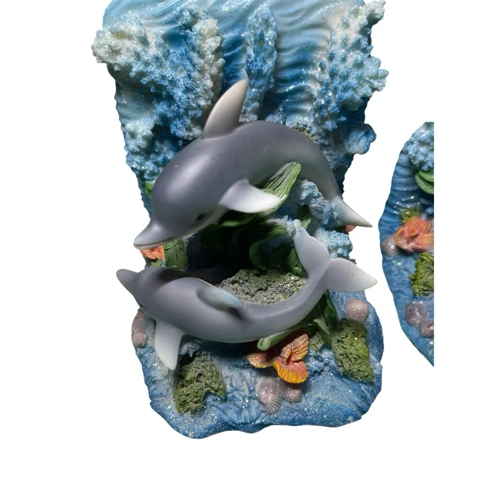 Dolphin 90s Nostalgia Bookends Set Figurine Y2K Coral Ocean Book End