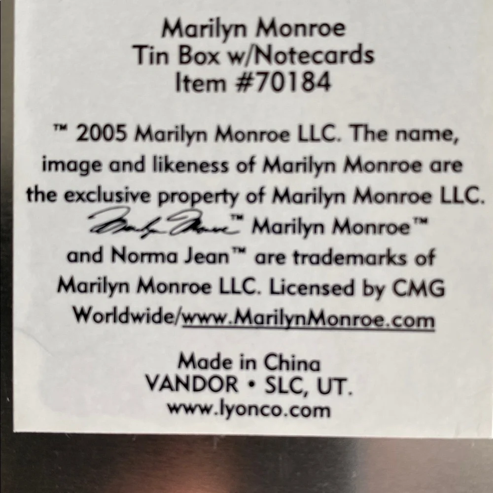 RARE 2005 Vintage Style Iconic Marilyn Manroe Tin Metal Box Notecards Envelopes