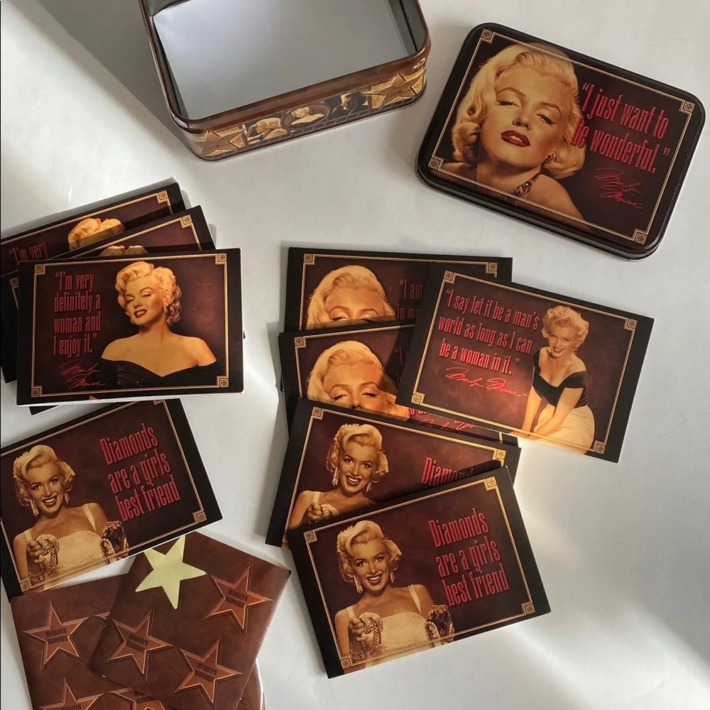 RARE 2005 Vintage Style Iconic Marilyn Manroe Tin Metal Box Notecards Envelopes