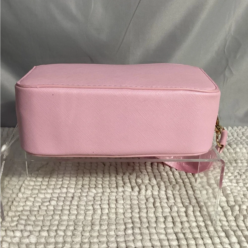 Valentino Orlandi Studded Baby Pink Double Zip Camera Crossbody Bag NEW