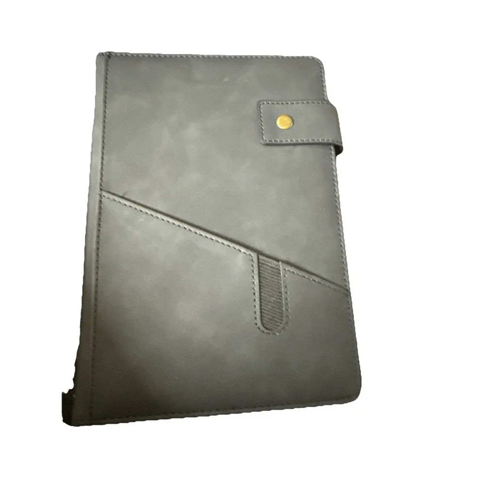 Notebook‎ Vintage Leather Journal  Travel Black Snap Ribbon Page Finder T22