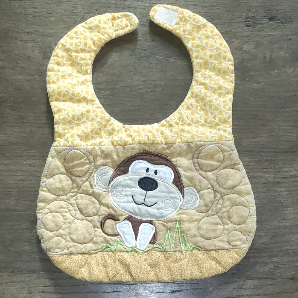 Handmade Yellow Monkey Baby Bib-Perfect Gift