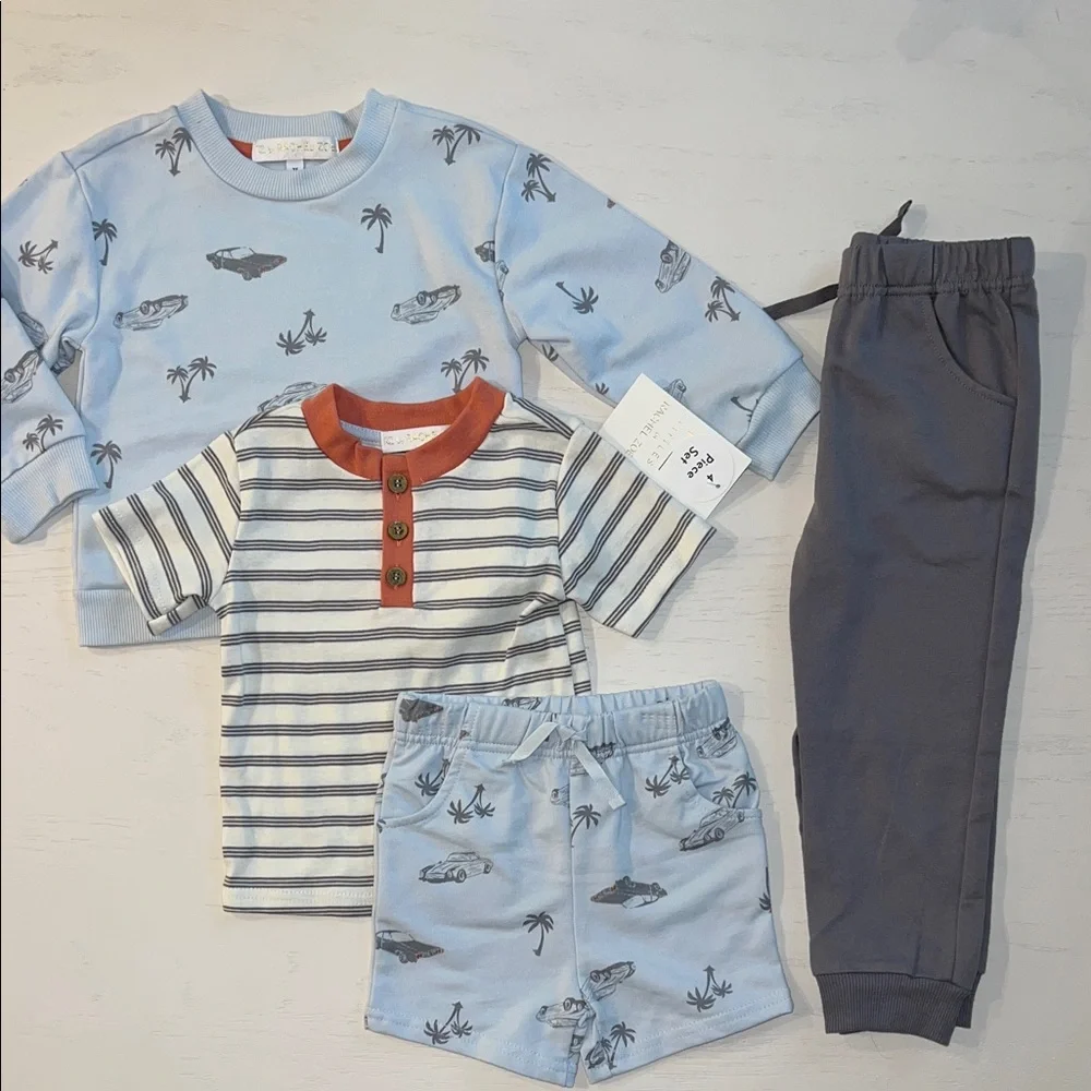 Rachel Zoe Toddler Boy 4 Piece Set Sweatshirt Joggers Shorts T-shirt 2T 3T 4T