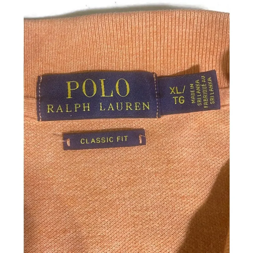 Ralph Lauren Polo Shirt Men's Size Extra Large Orange Short Sleeve
