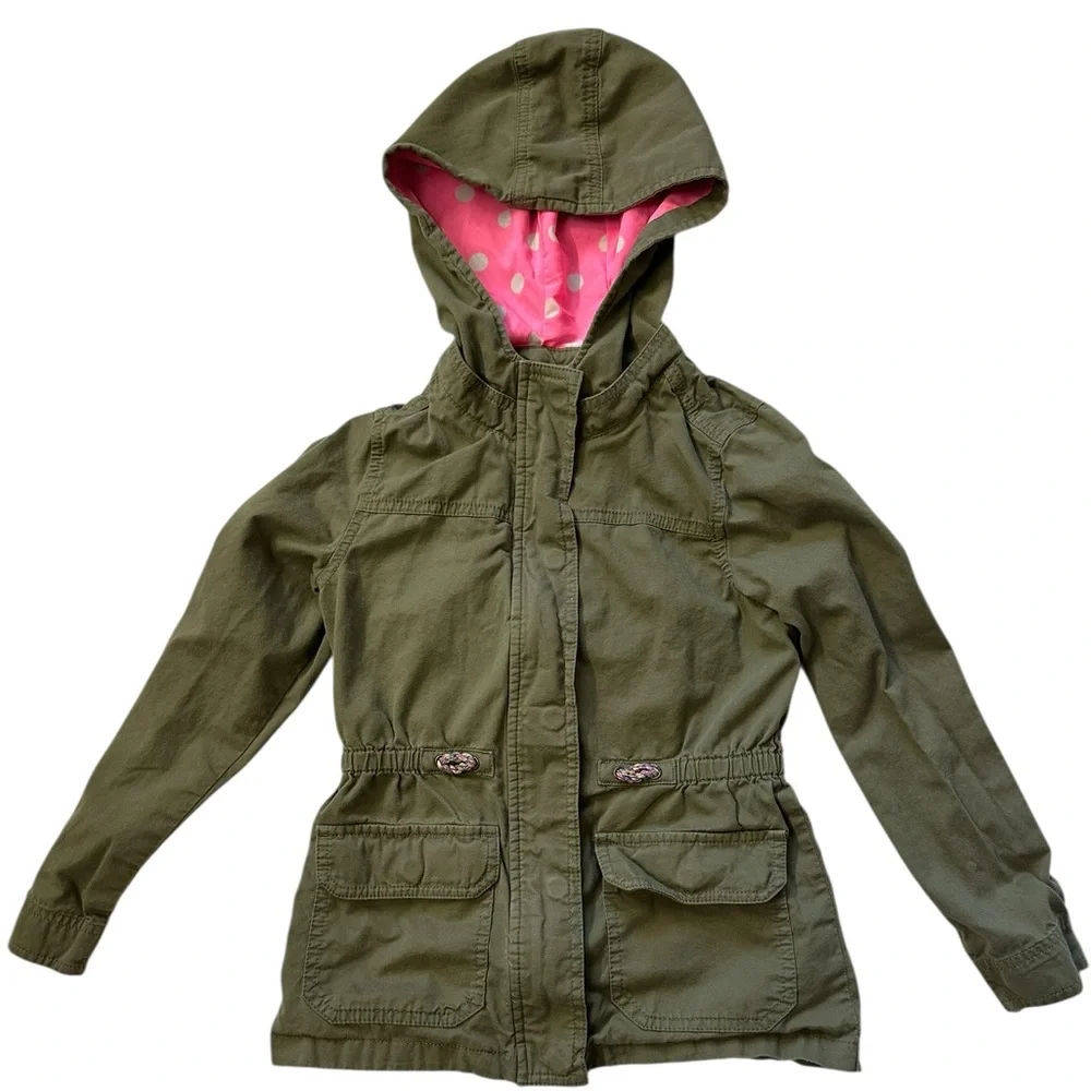 Girl’s Olive Green Jacket with hood and cargo‎ pockets
