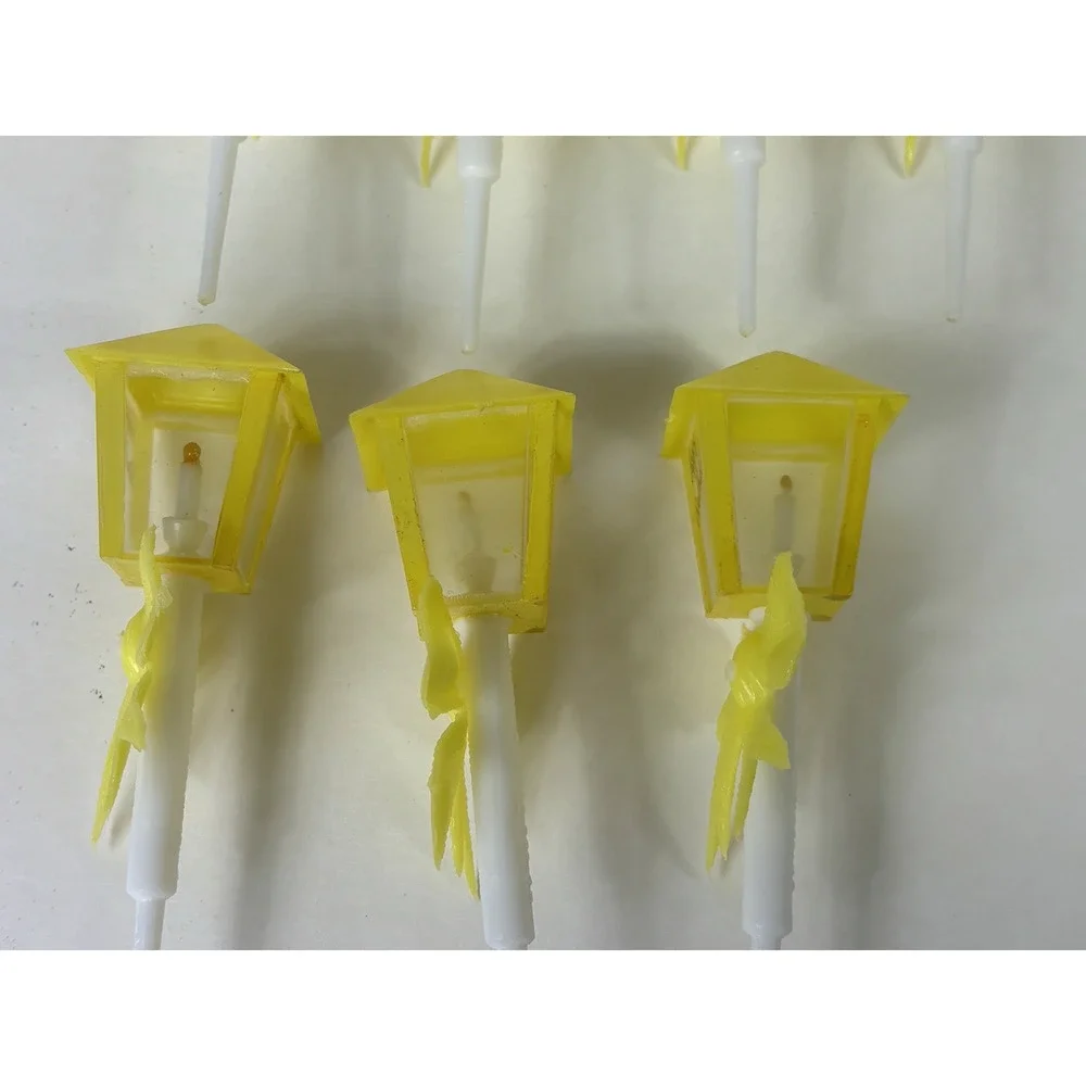 Vintage WILTON Happy Birthday Street Lamp Cake Toppers Decoration Yellow Qty 7