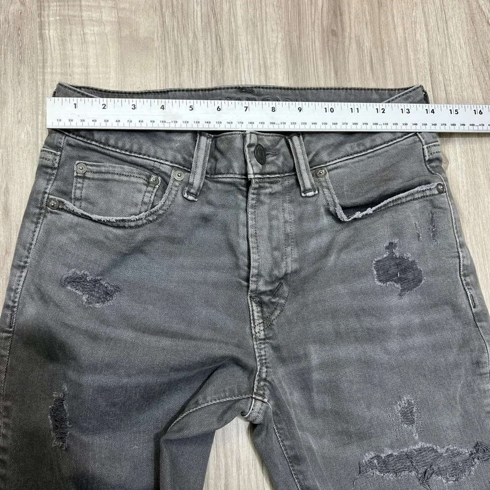 American Eagle AirFlex Skinny Jeans Men's 28x30 Gray Distressed Stretch Denim