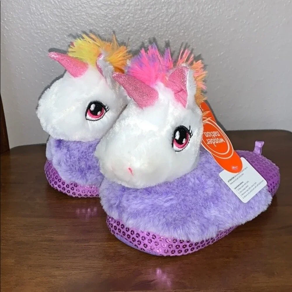 Wonder Nation 3D Unicorn Scuff Slippers (Little Girls) 13-1