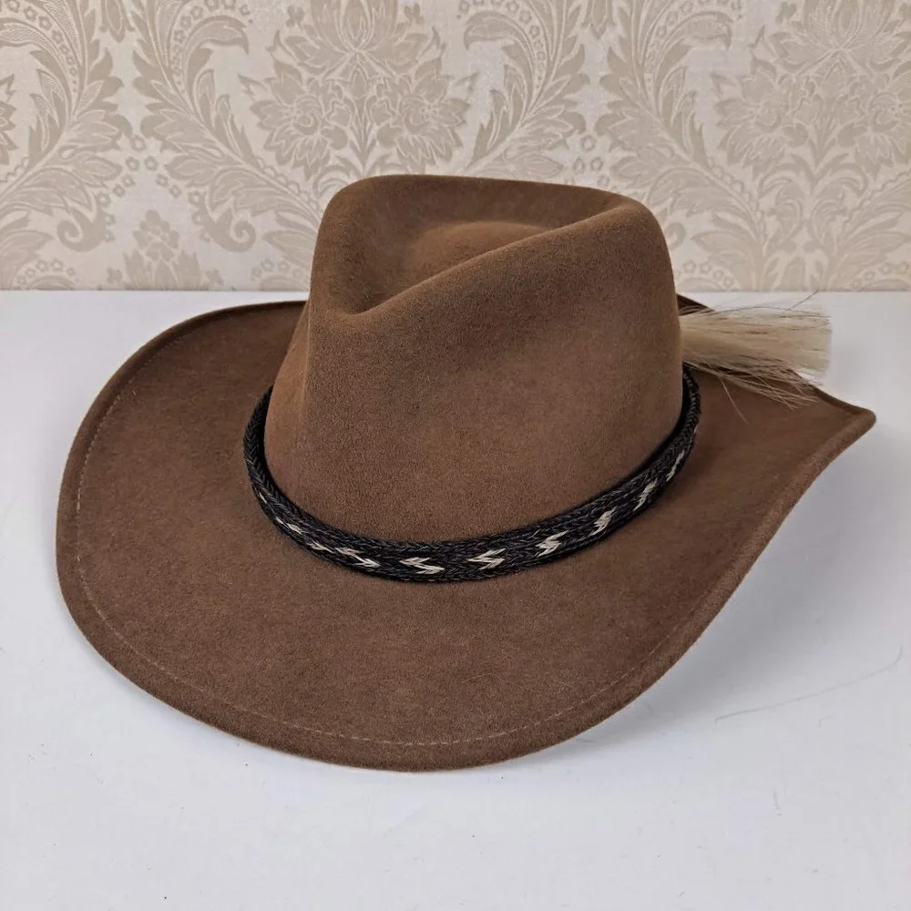 Bailey Switchback Size Medium Brown 100% Wool Felt Hat Woven Hatband Horsehair