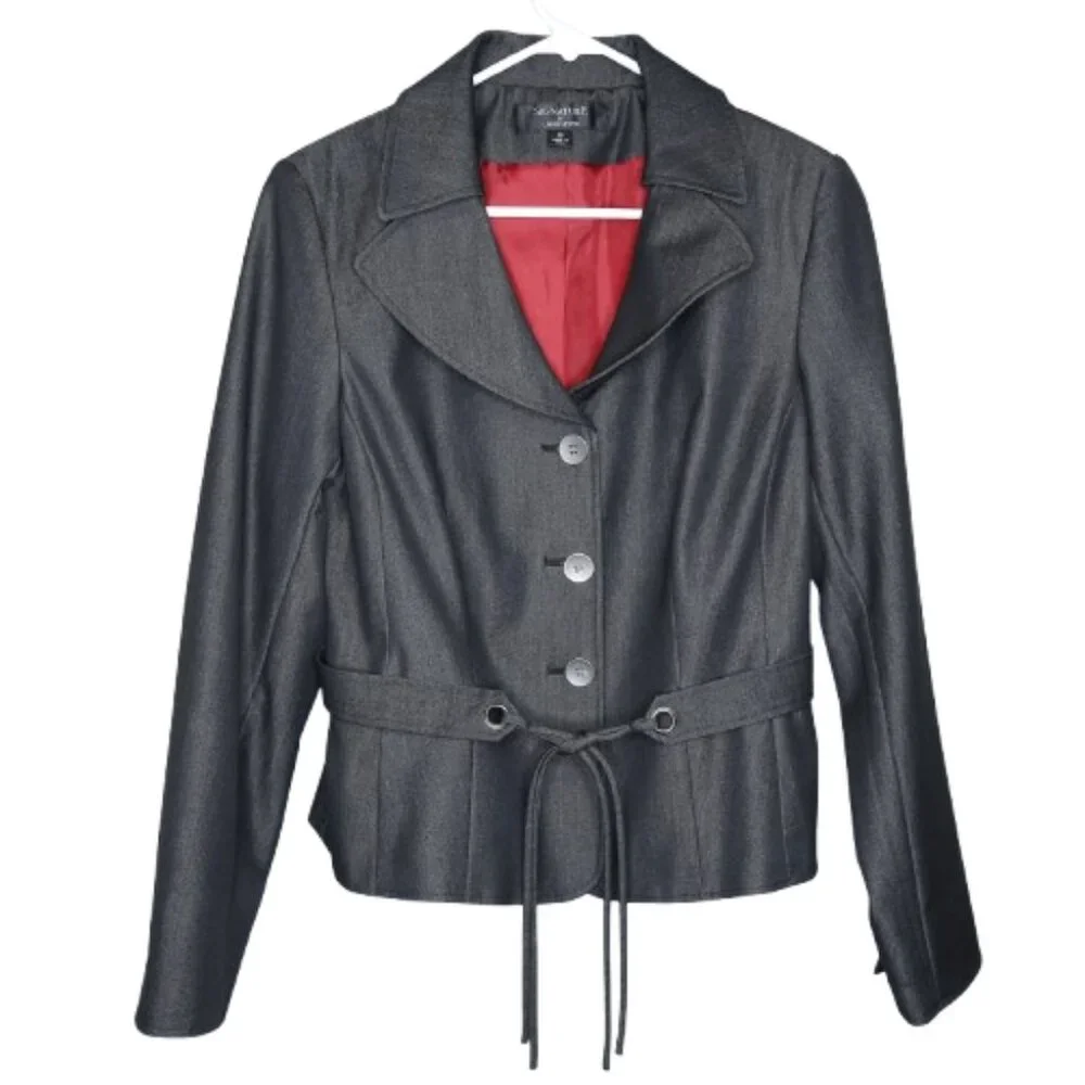 Signature by Larry Levine Black Fitted Lined Career Blazer - 10