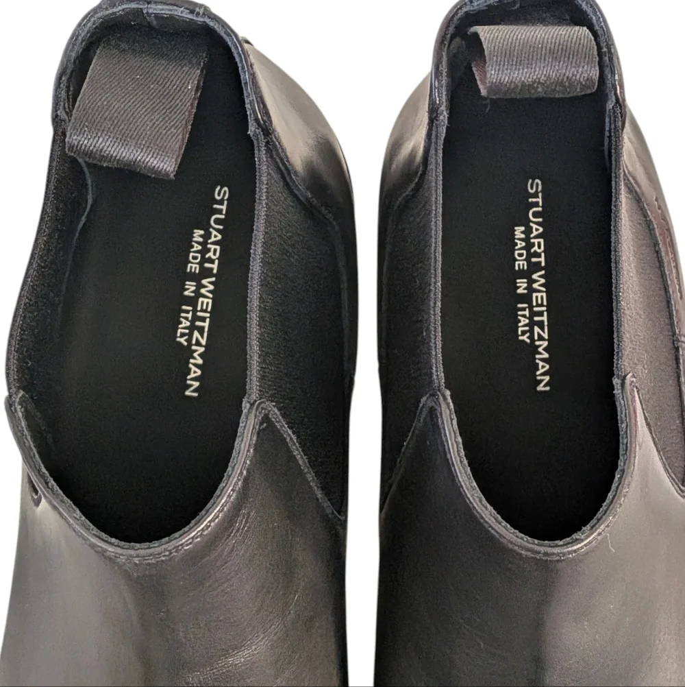 Stuart Weitzman Men Adwin Black Leather Chelsea Boots... Size 10M