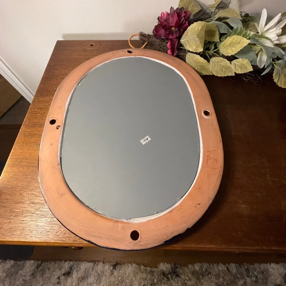Telavera Colorful Oval Mirror Handcrafted by Mexican artists