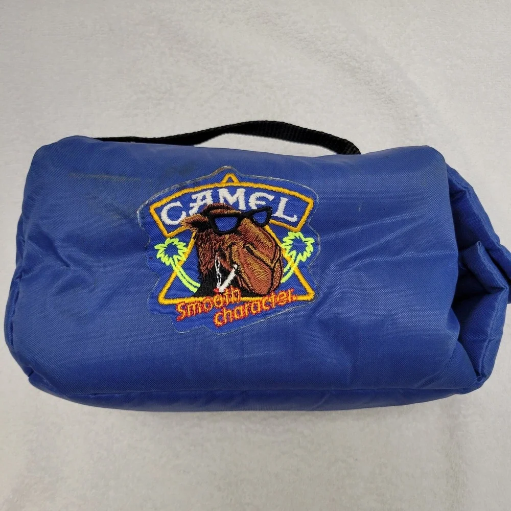 Vtg 90's Smooth Character Camel Cigarettes Kool Pak Handl Hook & Loop Bag Blue