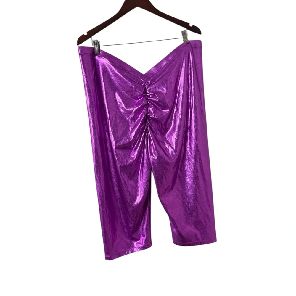 NWT SKIMS V Metallic Dragon Fruit High Rise Swim Leggings