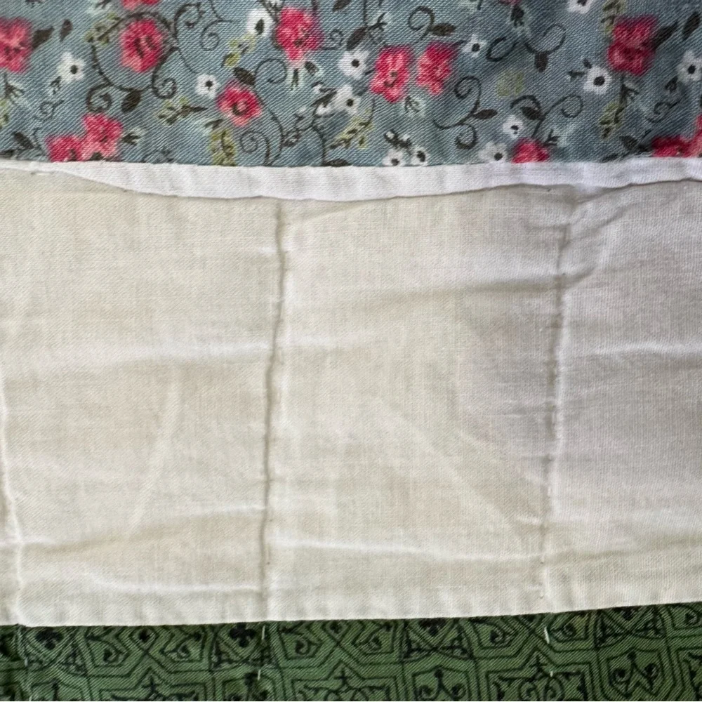 Quilt Patchwork Lone Star Red Green Pink Diamond Border Cottage Vintage Handmade
