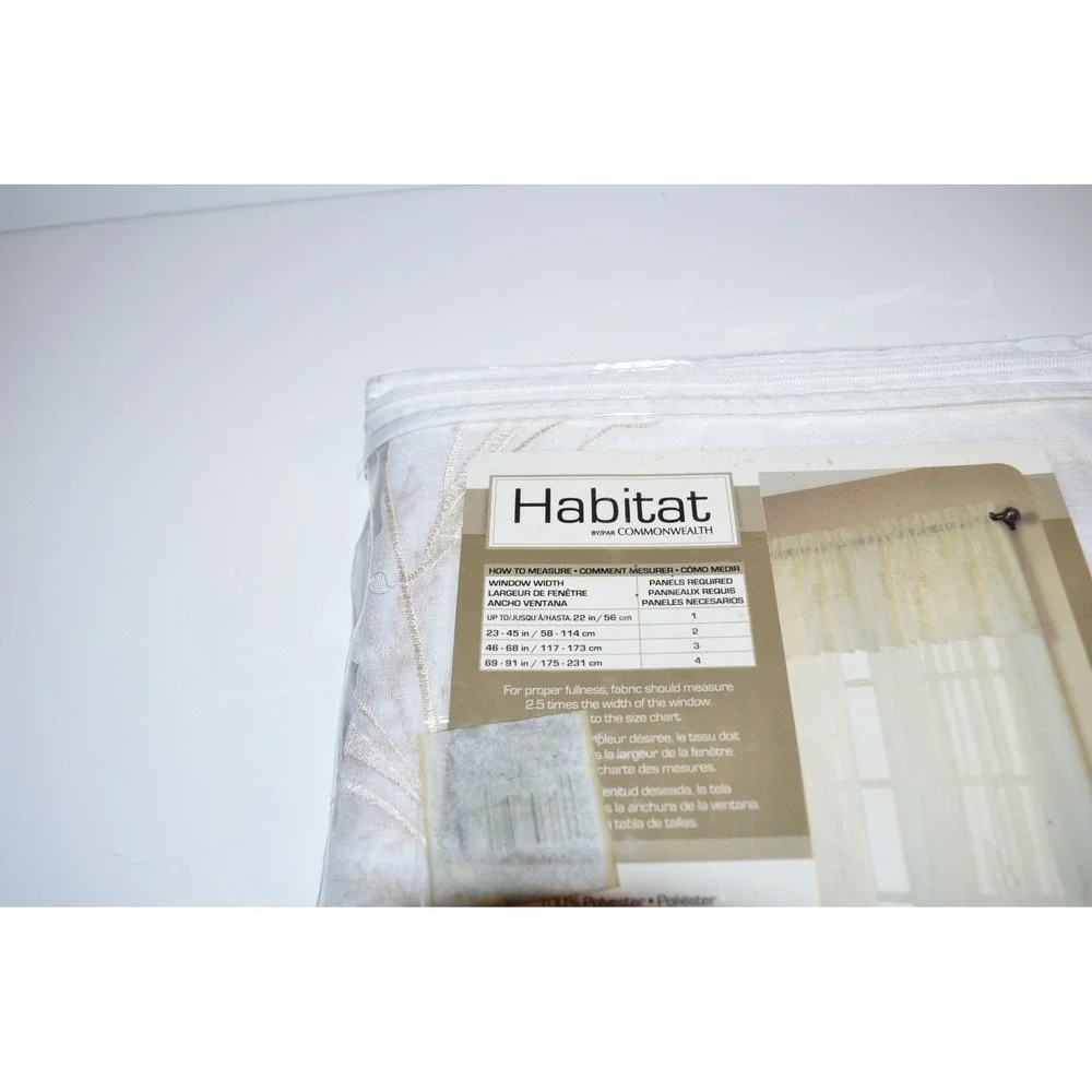 Habitat Hydrangea Rod Pocket Curtain Panel Window 54 x 84 in White New 1 panel