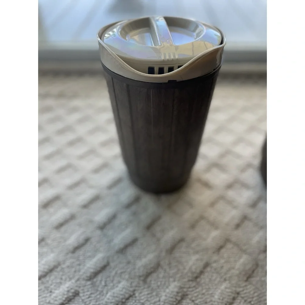VTG RUBBERMAID Insulated Pitcher Ice Bucket Faux Walnut Woodbine Collection Rare