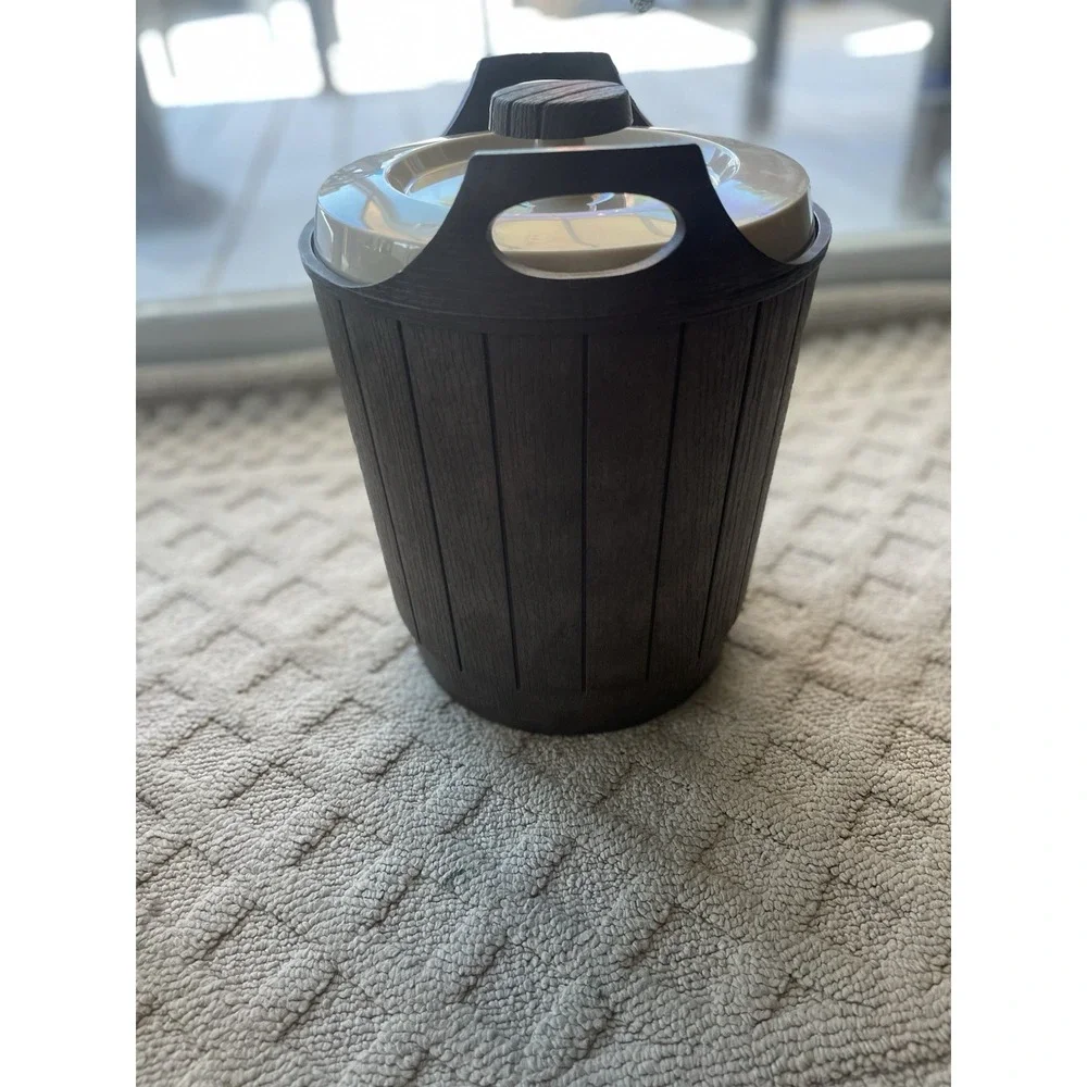 VTG RUBBERMAID Insulated Pitcher Ice Bucket Faux Walnut Woodbine Collection Rare