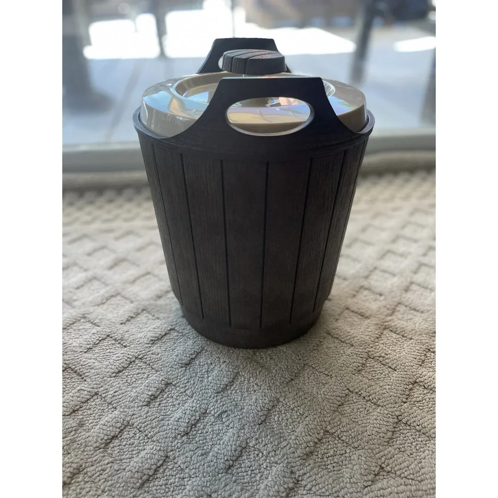 VTG RUBBERMAID Insulated Pitcher Ice Bucket Faux Walnut Woodbine Collection Rare