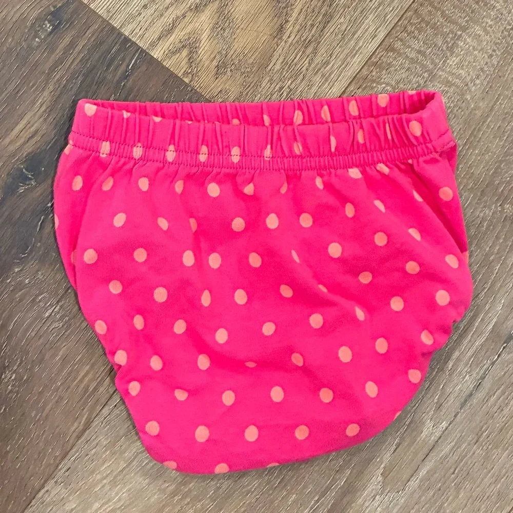 Matilda Jane Pink Polka Dot Bloomers Green Ruffles Diaper Cover 6-12m