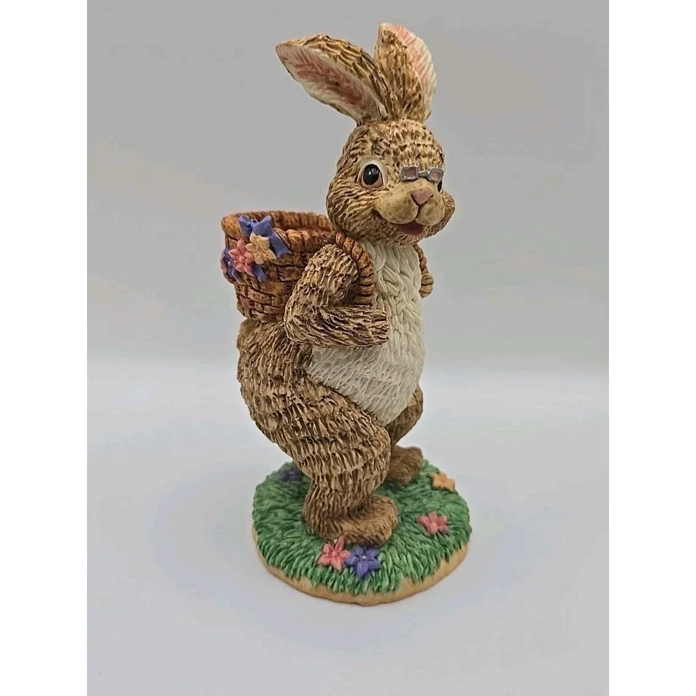 Dept  56 Vintage Easter Bunny Figurine Rabbit Basket  Retired Resin