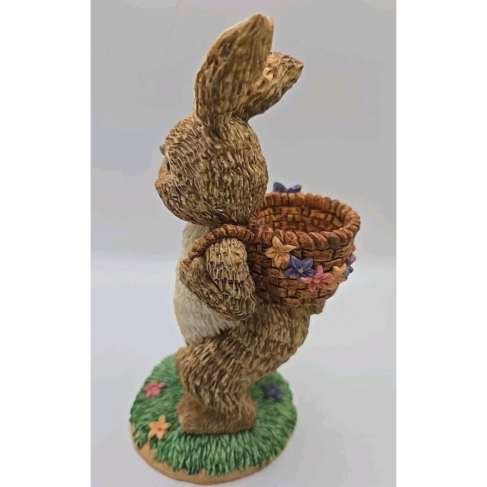 Dept  56 Vintage Easter Bunny Figurine Rabbit Basket  Retired Resin