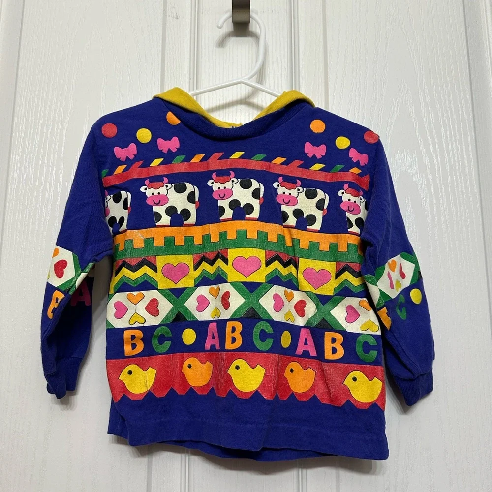 Vintage Mini Waves Colorful Kids Animal Print Shirt- 24 Months