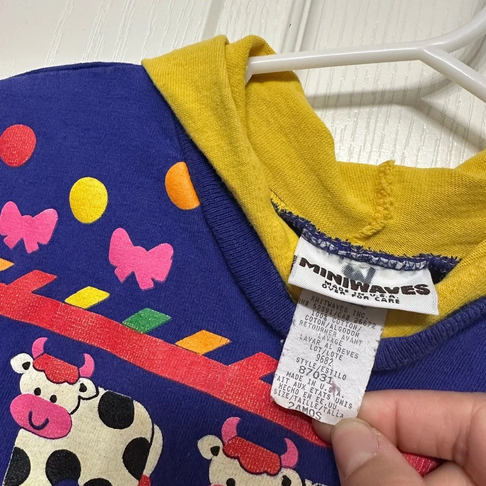 Vintage Mini Waves Colorful Kids Animal Print Shirt- 24 Months