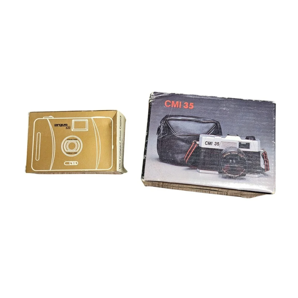 Lot of 2 Vintage Argus 520 Ultra Compact 35mm Point Shoot Film Camera, CMI 35
