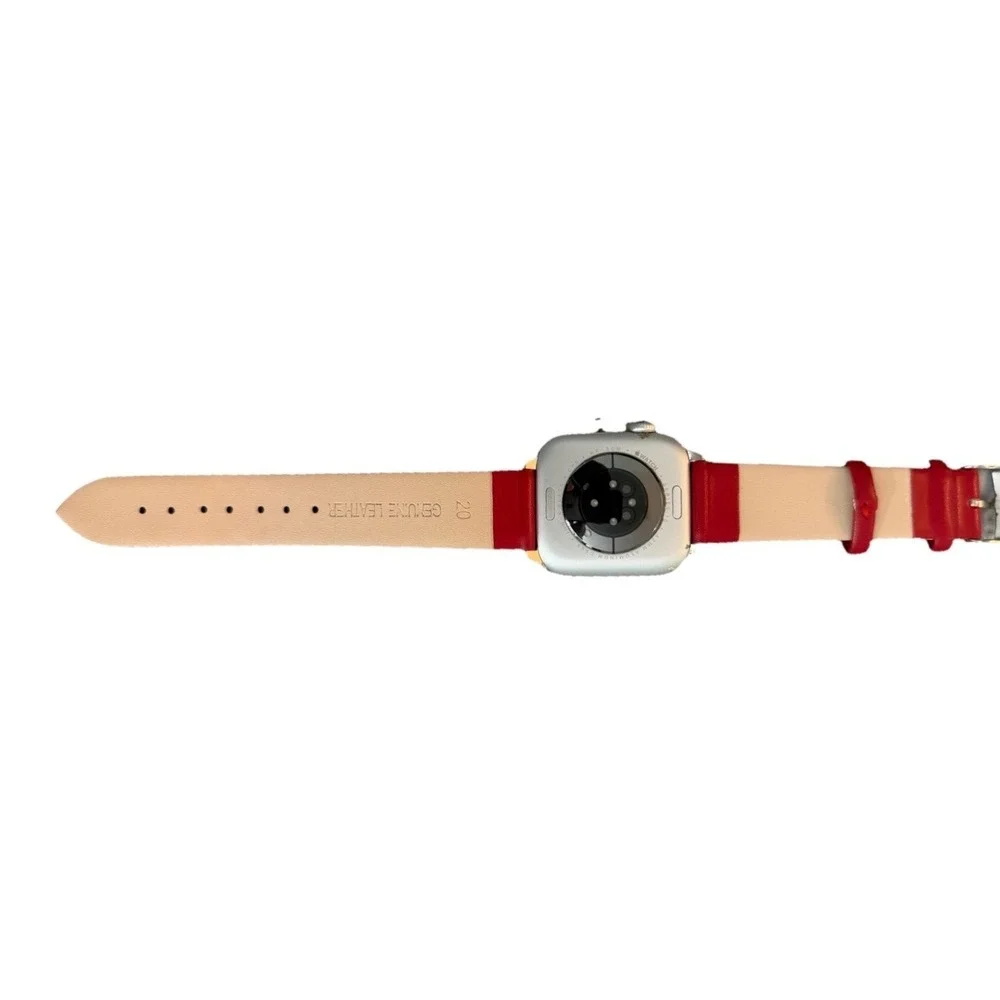 Unisex's Genuine Leather Smartwatch Watch Band Red Size 38-40 MM New