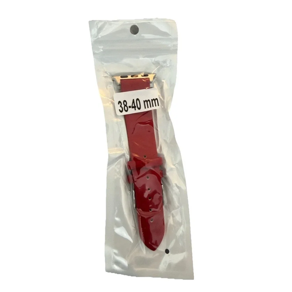 Unisex's Genuine Leather Smartwatch Watch Band Red Size 38-40 MM New