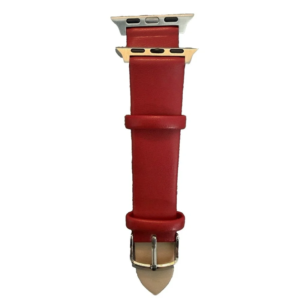 Unisex's Genuine Leather Smartwatch Watch Band Red Size 38-40 MM New