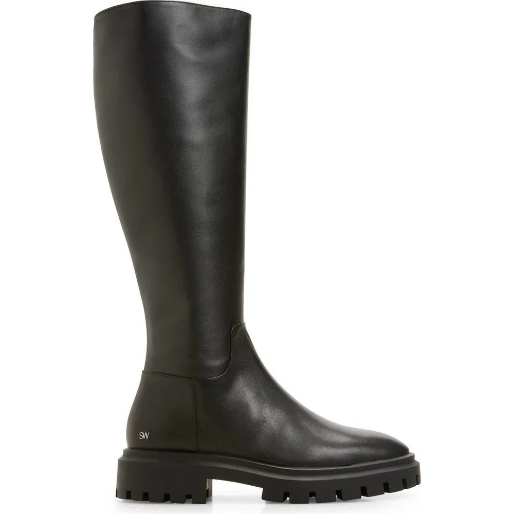 Stuart Weitzman Ultra Lug Platform Knee High Boots Black Leather US 11 MSRP $850