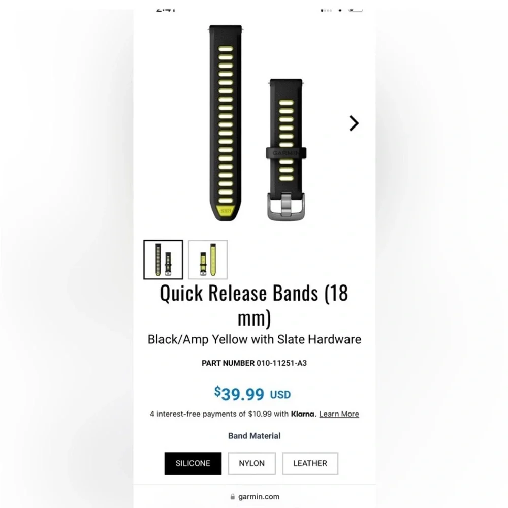 Garmin Black and Neon Yellow Watch Strap