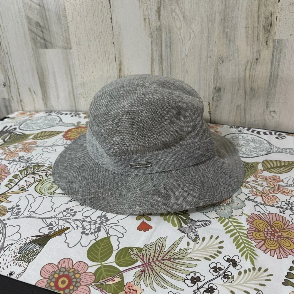 Ellen Tracy Gray Cloche Hat with Floral Accent