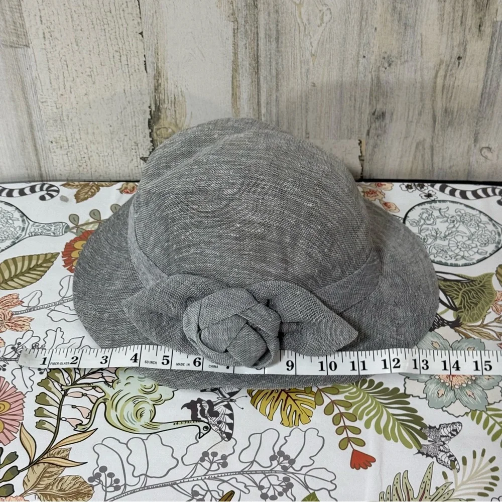 Ellen Tracy Gray Cloche Hat with Floral Accent