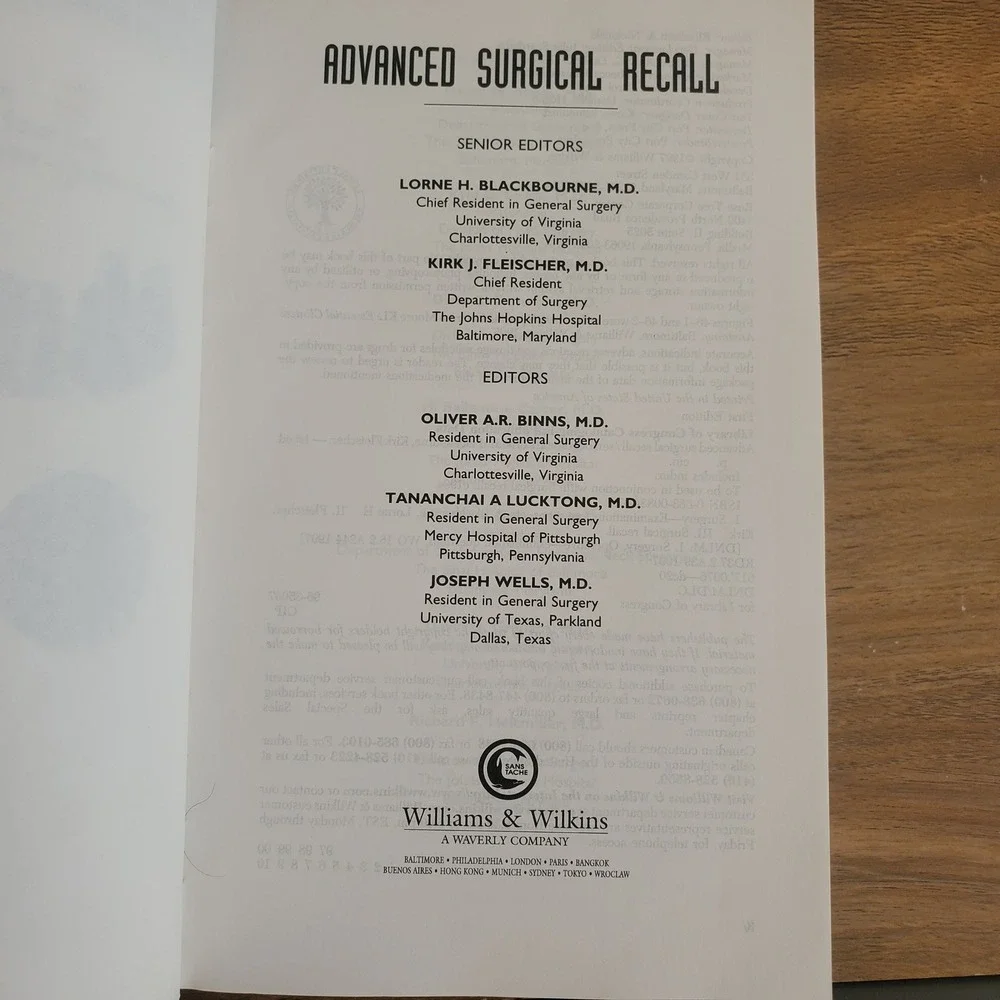 Advanced Surgical Recall by Lorne H. Blackbourne, MD Medical Paperback‎ Book