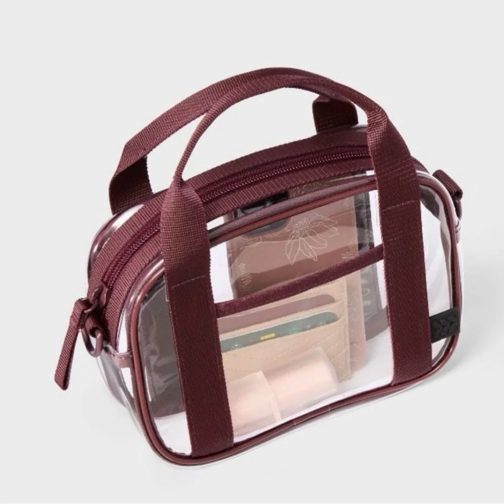 All in Motion Clear Burgundy Cosmetic Bag