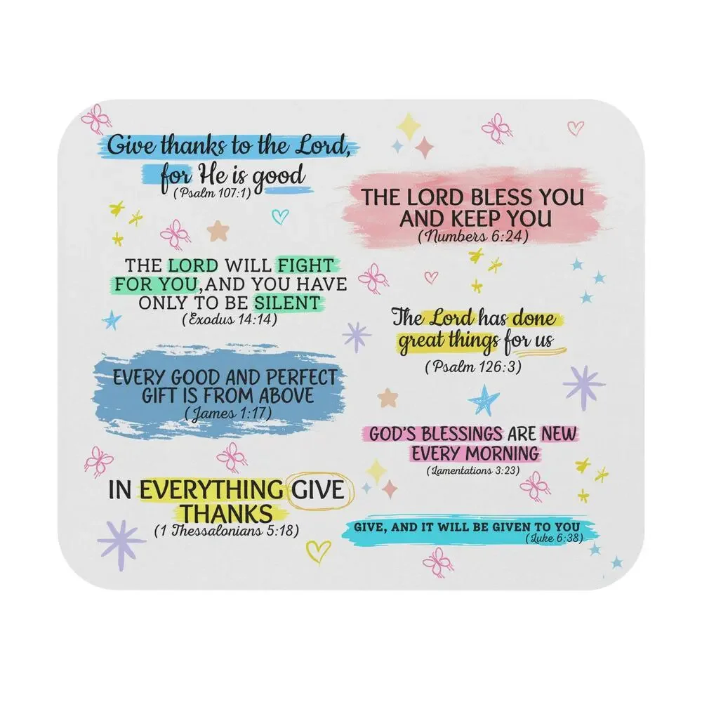 Bible Verse Inspirational Mouse Pad | Christian Scripture Desk Decor I Thanks t