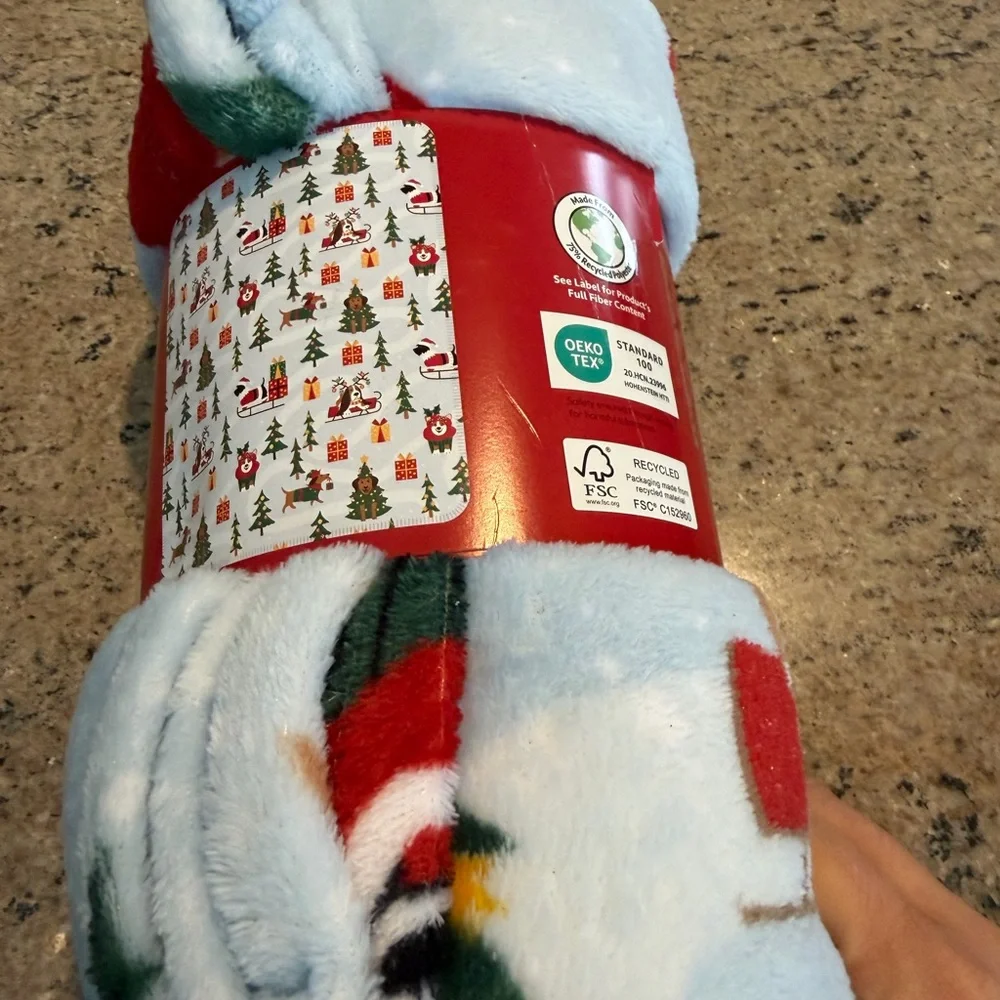 adidas Holiday Plush Throw Blanket - Festive Green and Red