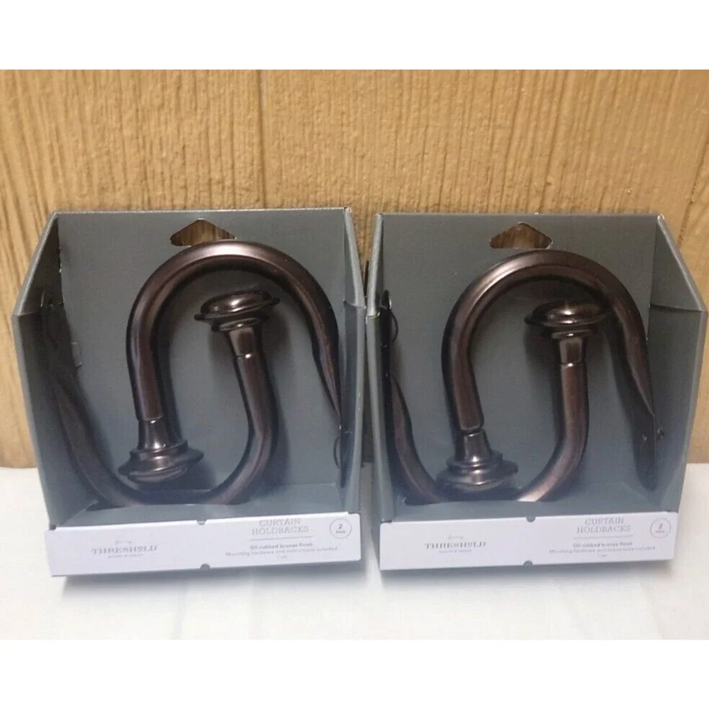 Set of 2 Threshold Decorative Drapery Holdbacks Oil Rubbed Bronze Finish 2 Sets